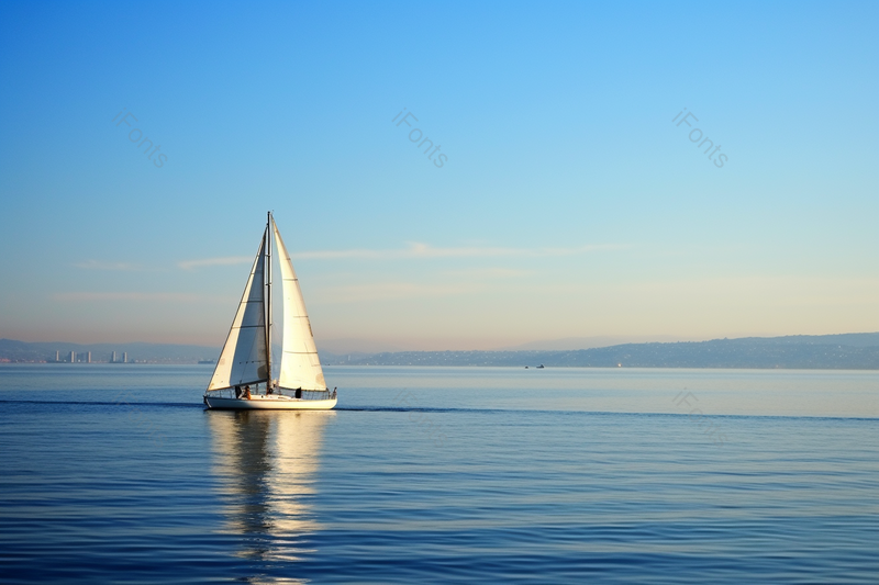 蓝色海天一色海上帆船美景摄影,高清,摄影图,摄影图片,图片大全,摄影图免费下载